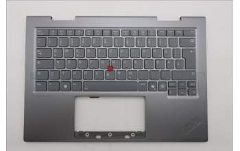 Lenovo 5M11R91501 C-Cover with keyboard, German, Grey, Backlight, FingerPrint Reader, WWAN, UK