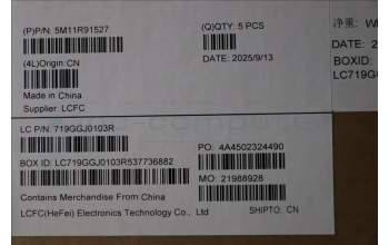 Lenovo 5M11R91527 C-Cover with keyboard, Russian, Grey, Backlight, FingerPrint Reader, WWAN, US