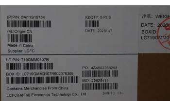 Lenovo 5M11S15754 C-Cover with keyboard, Slovenian, Black, Backlight, WWAN, UK