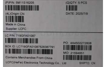 Lenovo 5M11S16205 C-Cover with keyboard, German, Black, Backlight, UK