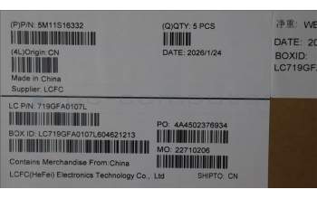 Lenovo 5M11S16332 C-Cover with keyboard, Danish, Black, Backlight, WWAN, UK