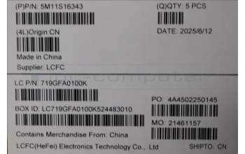 Lenovo 5M11S16343 C-Cover with keyboard, US English Euro, Black, Backlight, WWAN, US