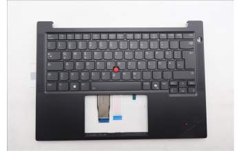 Lenovo 5M11S26850 C-Cover with keyboard, German, Black, Backlight, UK