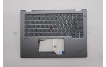 Lenovo 5M11S30352 C-Cover with keyboard, German, Luna Grey, Backlight, No World Face Camera, Heat Staking, UK