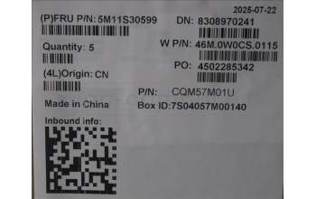 Lenovo 5M11S30599 C-Cover with keyboard, English, Black, Backlight, Heat Staking, US