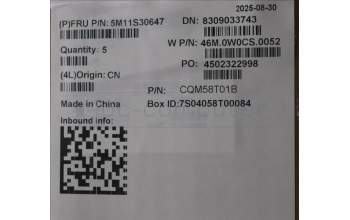 Lenovo 5M11S30647 C-Cover with keyboard, Danish, Black, Non-Backlight, Heat Staking, UK