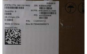 Lenovo 5M11S33652 C-Cover with keyboard, Portuguese, Black, Non-Backlight, Heat Staking, UK