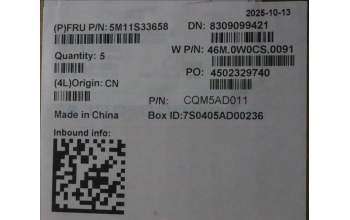 Lenovo 5M11S33658 C-Cover with keyboard, Spanish, Black, Non-Backlight, Heat Staking, UK