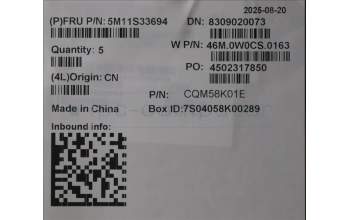 Lenovo 5M11S33694 C-Cover with keyboard, Danish, Black, Backlight, Heat Staking, UK