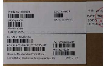 Lenovo 5M11S33821 C-Cover with keyboard, Hebrew, Black, Backlight, US