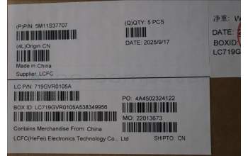 Lenovo 5M11S37707 C-Cover with keyboard, Spanish, Black, Backlight, WWAN, UK