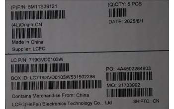 Lenovo 5M11S38121 MECH_ASM BL KB BK MG WW FRA LTN