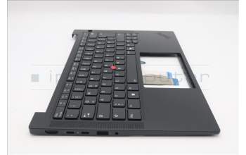 Lenovo 5M11S53769 C-Cover with keyboard, German, Black, Backlight, UK