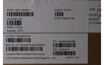 Lenovo 5M11T55367 C-Cover with keyboard, Danish, Black, Backlight, WWAN, Number Pad, UK