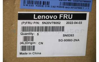 Lenovo 5N20V78052 Keyboard Internal, Norwegian, Black, Non-Backlight, w/Number, UK