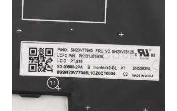 Lenovo 5N20V78126 Keyboard Internal, Portuguese, Black, Backlight, w/Number, UK