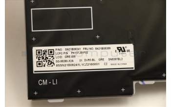 Lenovo 5N21B08389 Keyboard Internal, Greek, Grey, Backlight, US