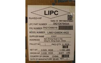 Lenovo 5N21D68016 Keyboard Internal, Danish, Black, Non Backlight