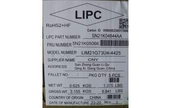 Lenovo 5N21K05066 Keyboard Internal, US English Euro, Non-BackLight, US