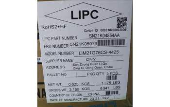 Lenovo 5N21K05076 Keyboard Internal, Czech/Slovak, Non-BackLight, UK