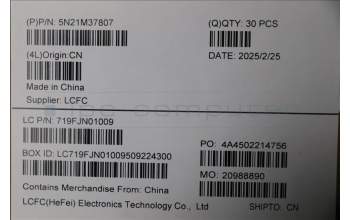 Lenovo 5N21M37807 Keyboard Internal, Spanish, Black, Non-Backlight, UK