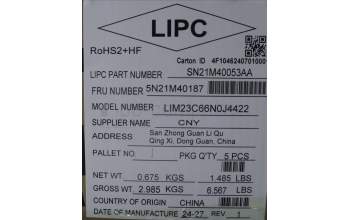 Lenovo 5N21M40187 Keyboard Internal, Norwegian, Black, Backlight, w/Number, UK