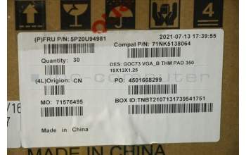 Lenovo 5P20U94981 T-FLEX_350_19X13X1.25MM,Laird