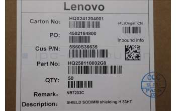 Lenovo 5S60S36635 SODIMM shielding H 83HT