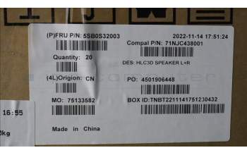 Lenovo 5SB0S32003 SPEAKERINT Speaker C 83B2 L+R