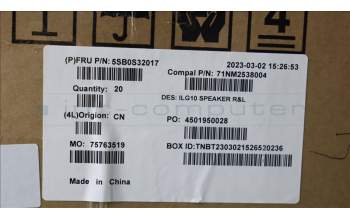 Lenovo 5SB0S32017 Speaker R&L C 82XV