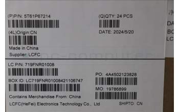 Lenovo 5T61P67214 CS22_3+2bCP,Glass like Mylar,Goodix PCB,Black,Non-NFC,SOVP&MP,Chicony