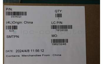 Lenovo 5T61P67221 CS21_3+2bCP,Glass like Mylar,Elan PCB,Black,Non-NFC,SOVP&MP,Chicony