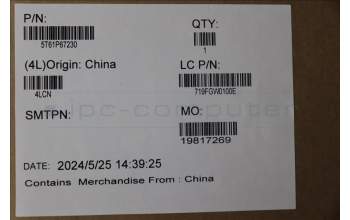 Lenovo 5T61P67230 CS21_3+2bCP, Glass like Mylar, Synaptics PCB, Black, NFC, SOVP&MP, Transimage