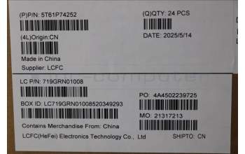 Lenovo 5T61P74252 TOUCHPAD CS25_CP,GLMLR,BK,NONFC,CHY,EL