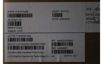 Lenovo 5T61P74266 CS25 3+2bCP, Mylar, Elan PCB, Black, Non_NFC, SOVP&MP