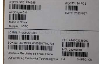 Lenovo 5T61P74285 TOUCHPAD CS25_CP,MLR,BK,NONFC,TRI,SY