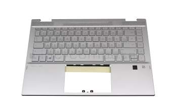 6037B0195004 Original HP Tastatur inkl. Topcase DE (deutsch) silber/silber mit Backlight Fingerprint / Hintergrundbeleuchtung