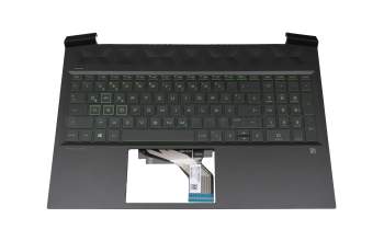 BJKVD3AF7FJ035 Original HP Tastatur inkl. Topcase DE (deutsch) schwarz/grün/schwarz mit Backlight