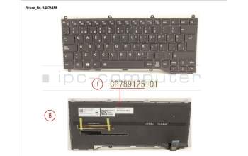 Fujitsu CP789125-XX KEYBOARD BLACK W/ BL SPAIN