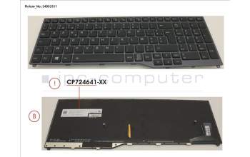 Fujitsu FUJ:CP724641-XX KEYBOARD 10KEY BLACK W/ BL BELGIUM
