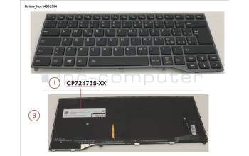 Fujitsu FUJ:CP724735-XX KEYBOARD BLACK W/ BL ITALY