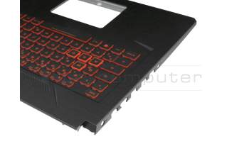 V170762EE1 Original Sunrex Tastatur inkl. Topcase DE (deutsch) schwarz/rot/schwarz mit Backlight