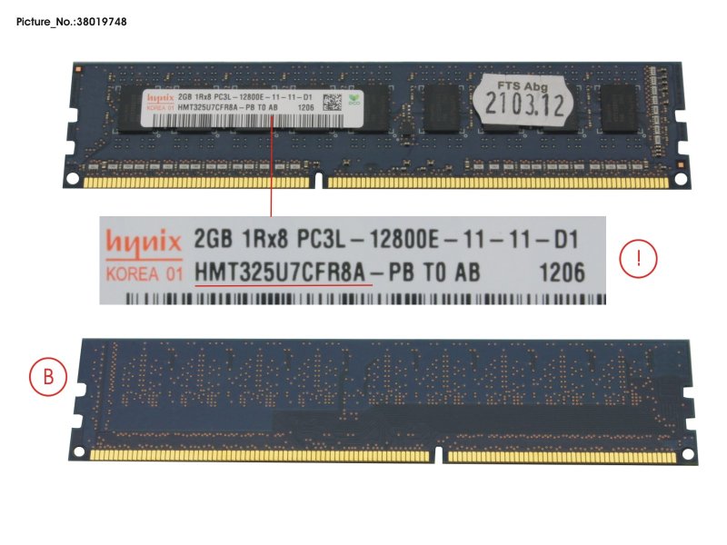 Fujitsu S26361-F3694-L513 2GB (1X2GB) 1RX8 L DDR3-1600 U ECC