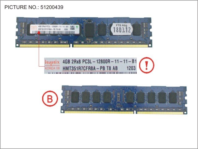 Fujitsu S26361-F3695-L514 4GB (1X4GB) 2RX8 L DDR3-1600 R ECC