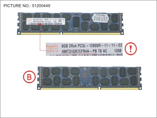 Fujitsu S26361-F3697-L615 8GB (1X8GB) 2RX4 L DDR3-1600 R ECC
