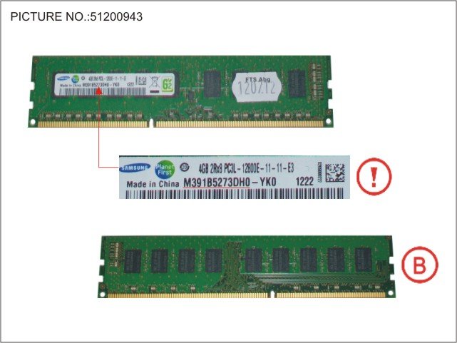 Fujitsu S26361-F3719-L514 4GB (1X4GB) 2RX8 DDR3-1600 U ECC
