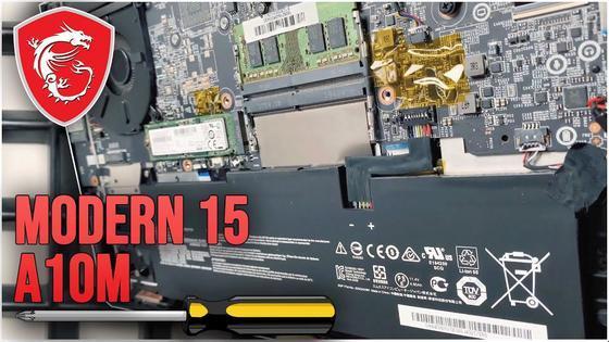MSI Modern 15 A10M de l'intérieur - Remplacement de la RAM, du SSD, de la batterie, du ventilateur
