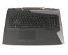 Tastatur inkl. Topcase DE (deutsch) schwarz/schwarz mit Backlight - ohne Lautsprecher - original für Asus ROG G703VI