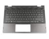 Tastatur inkl. Topcase DE (deutsch) schwarz/schwarz mit Backlight original für HP Pavilion x360 14-cd0700
