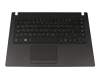 Tastatur inkl. Topcase DE (deutsch) schwarz/schwarz mit Backlight original für Acer TravelMate P2410-M Serie
